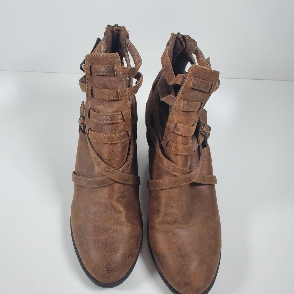 Hot Tomato Brown Strapy Faux Suede Boots Size 10 W Women